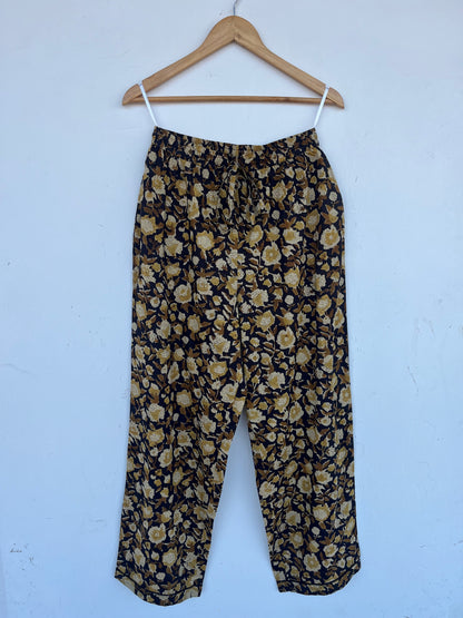 Black Floral Lightweight Cotton Pajama Set | Boho Loungewear | Comfy Co-Ord Set