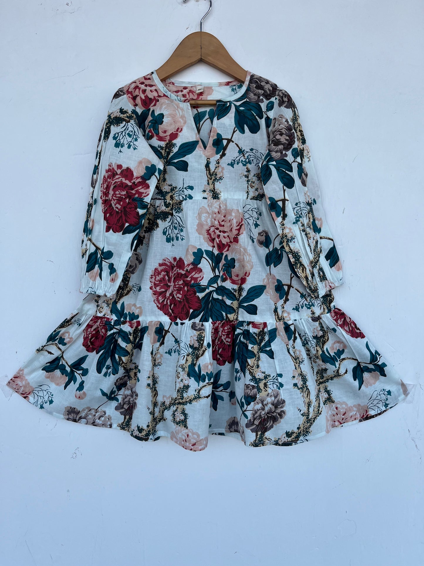 White Floral Baby Girl Dress | Pure Cotton Kids Maxi | Toddler Outfit