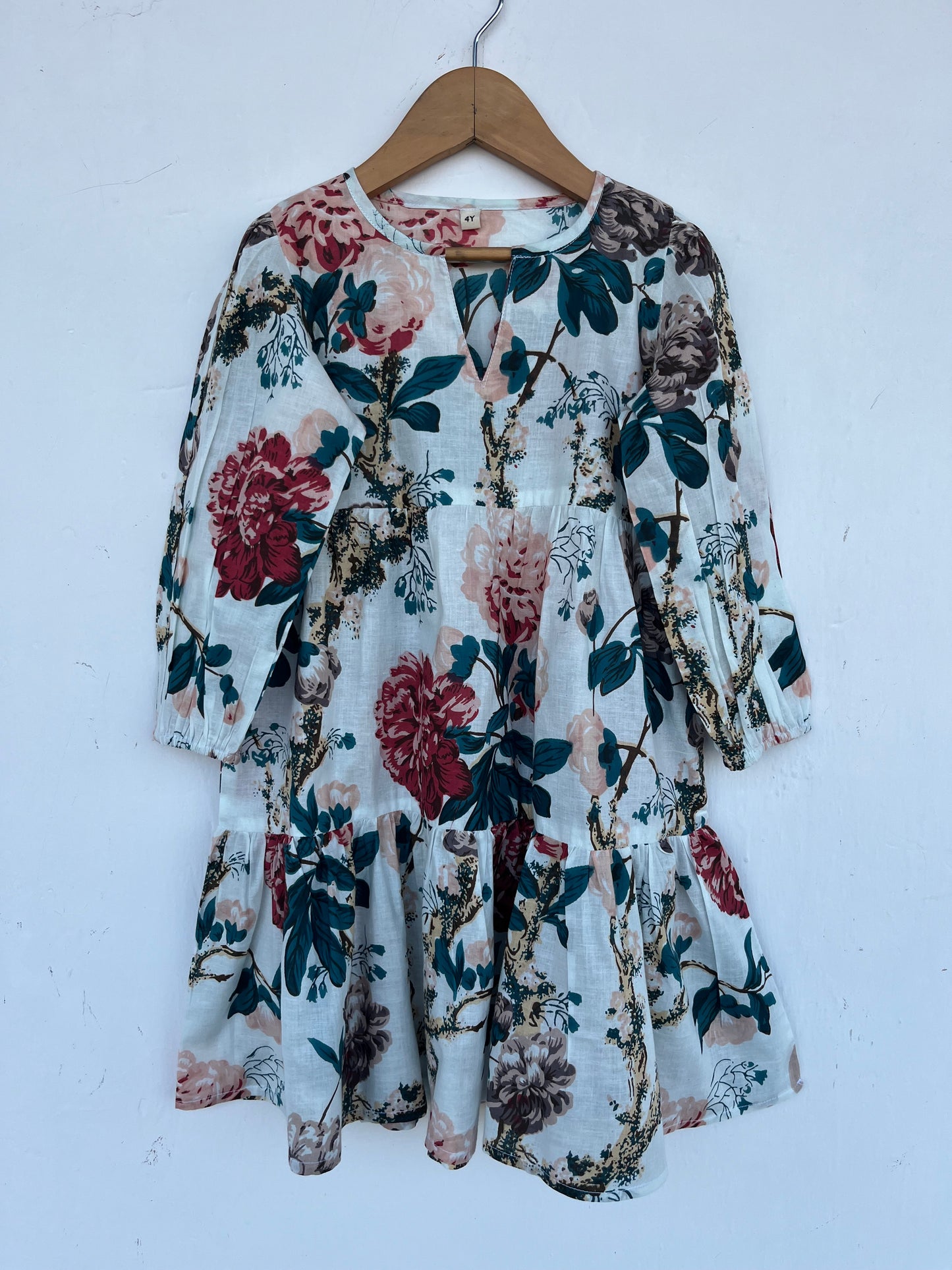 White Floral Baby Girl Dress | Pure Cotton Kids Maxi | Toddler Outfit