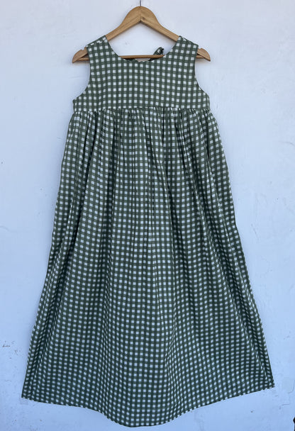 Sleeveless A Line Cotton Dress | Minimalist Summer Wear | Vintage Outfit