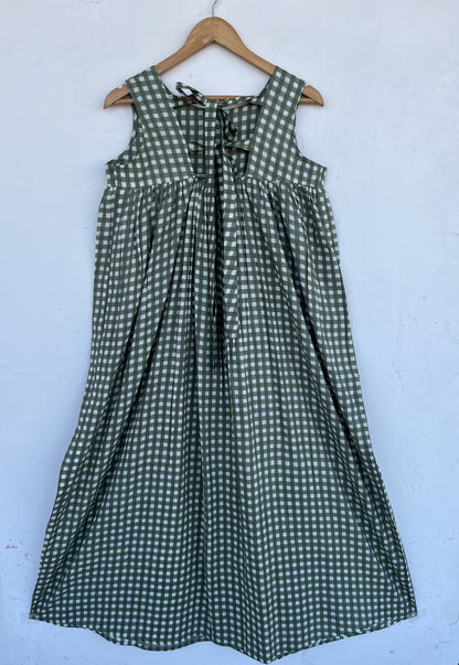 Sleeveless A Line Cotton Dress | Minimalist Summer Wear | Vintage Outfit