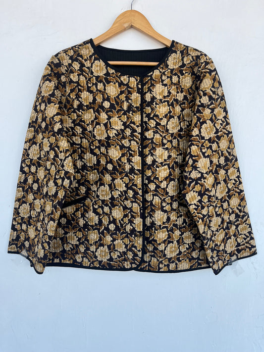 Quilted Floral Cotton Jacket for Women | Lightweight Coat | Boho Fall Jacket