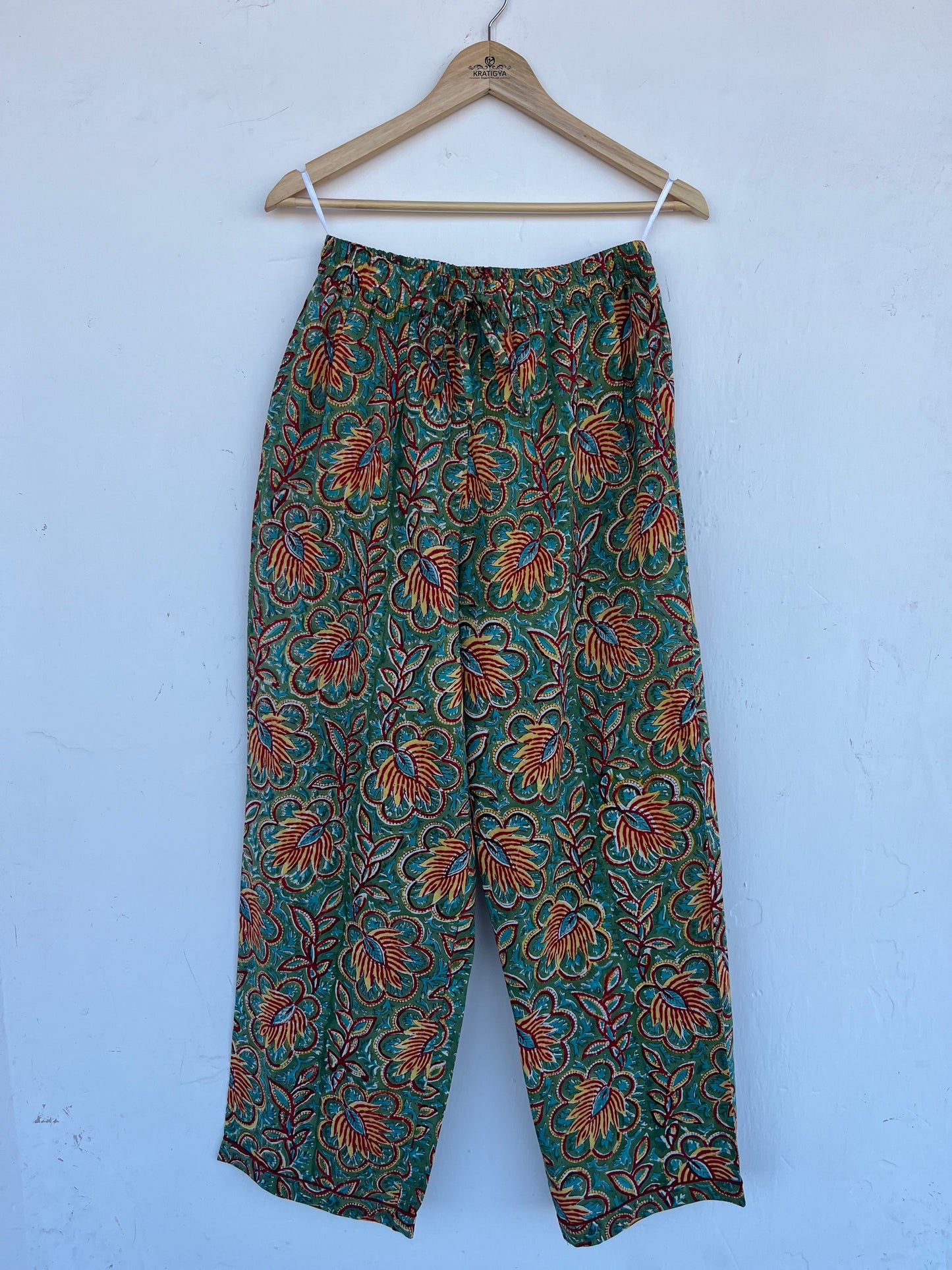 Green Floral Cotton Nightwear | Lightweight Sleepwear Set | Pajama Sets Women