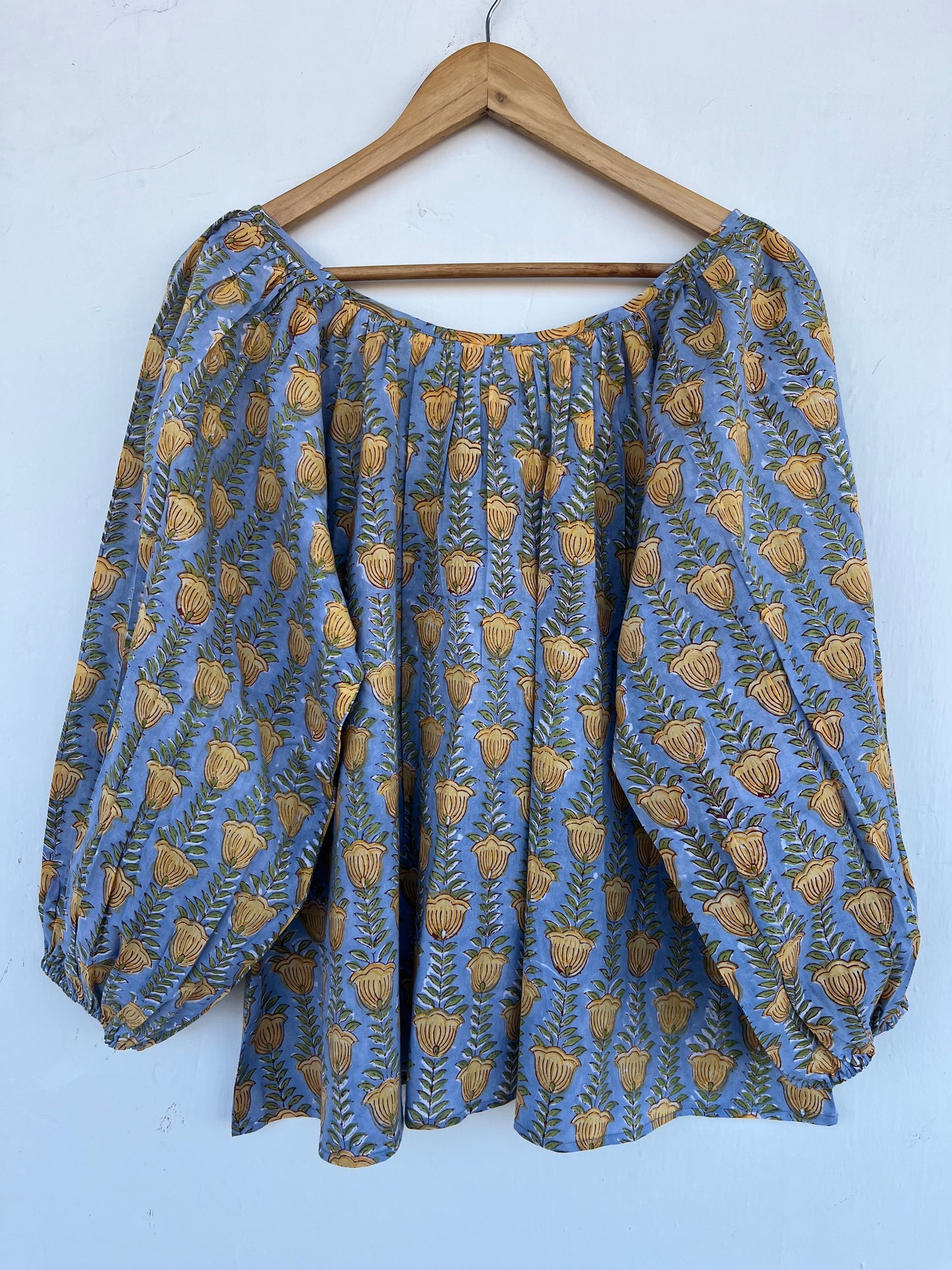 Block Print Cotton Peasant Blouse for Women | Loose Fit Summer Top