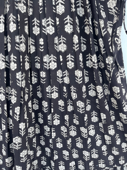 Shirred Bodice Cotton Long Maxi | Partywear Black Dress | Women Summer Wear
