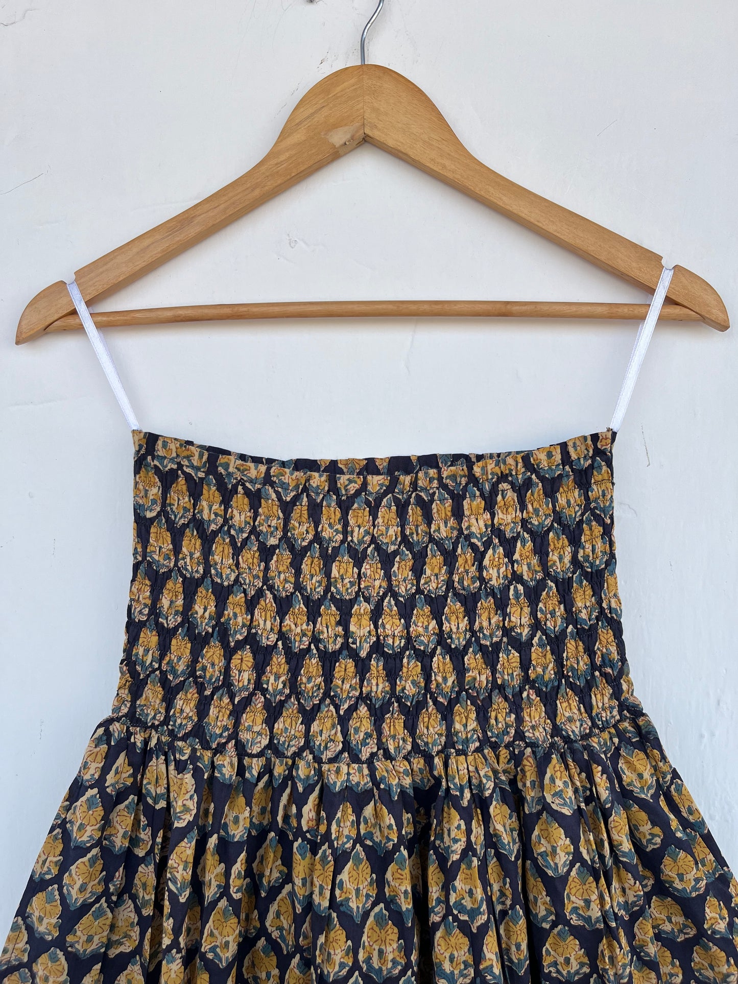 Shirred Waist A Line Floral Maxi Skirt | Pure Cotton Boho Skirt | Summer Wear