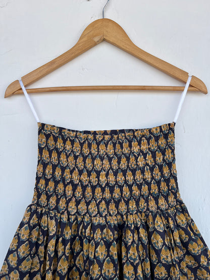 Shirred Waist A Line Floral Maxi Skirt | Pure Cotton Boho Skirt | Summer Wear