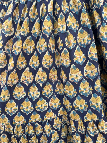 Shirred Waist A Line Floral Maxi Skirt | Pure Cotton Boho Skirt | Summer Wear