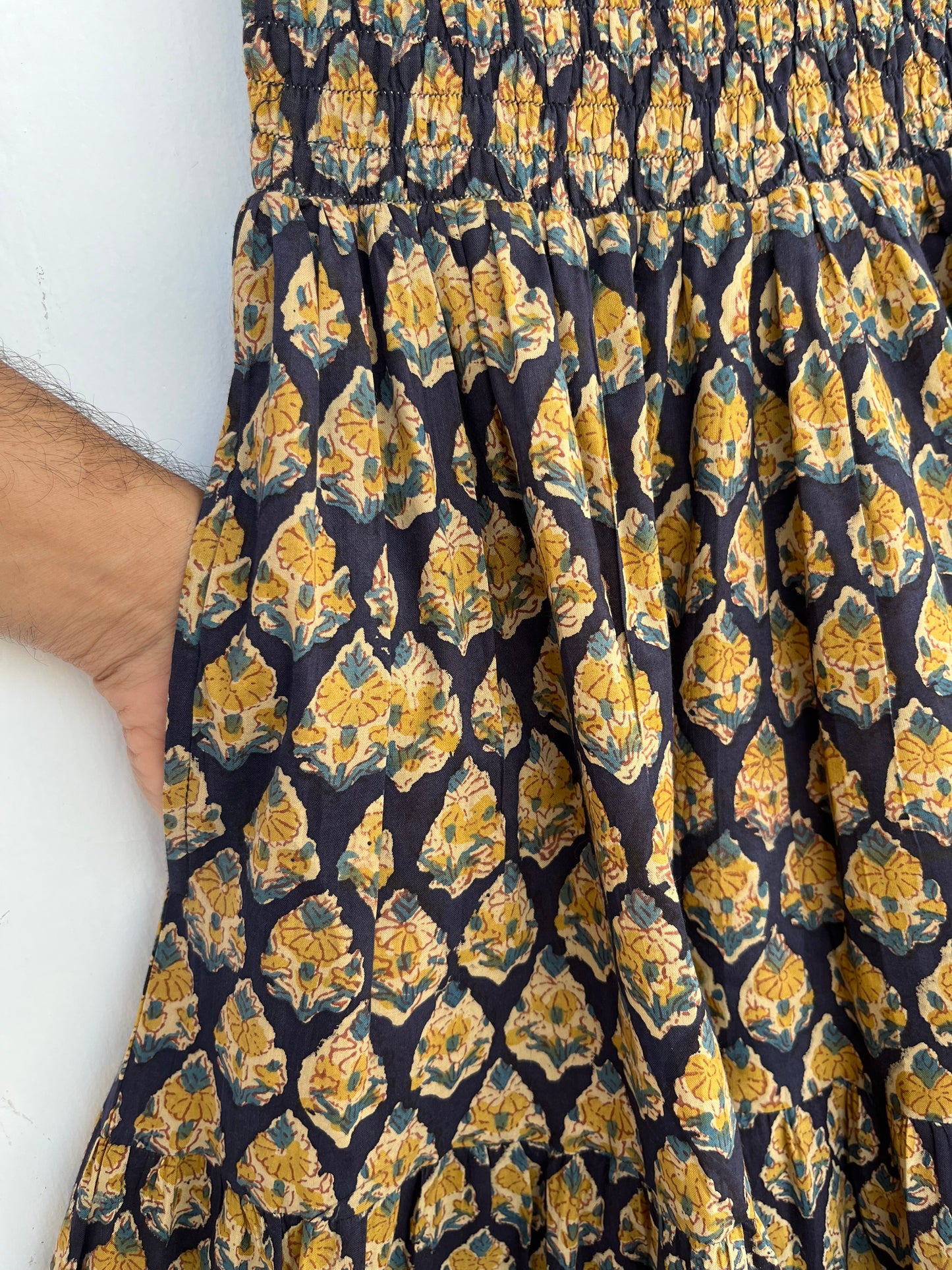 Shirred Waist A Line Floral Maxi Skirt | Pure Cotton Boho Skirt | Summer Wear