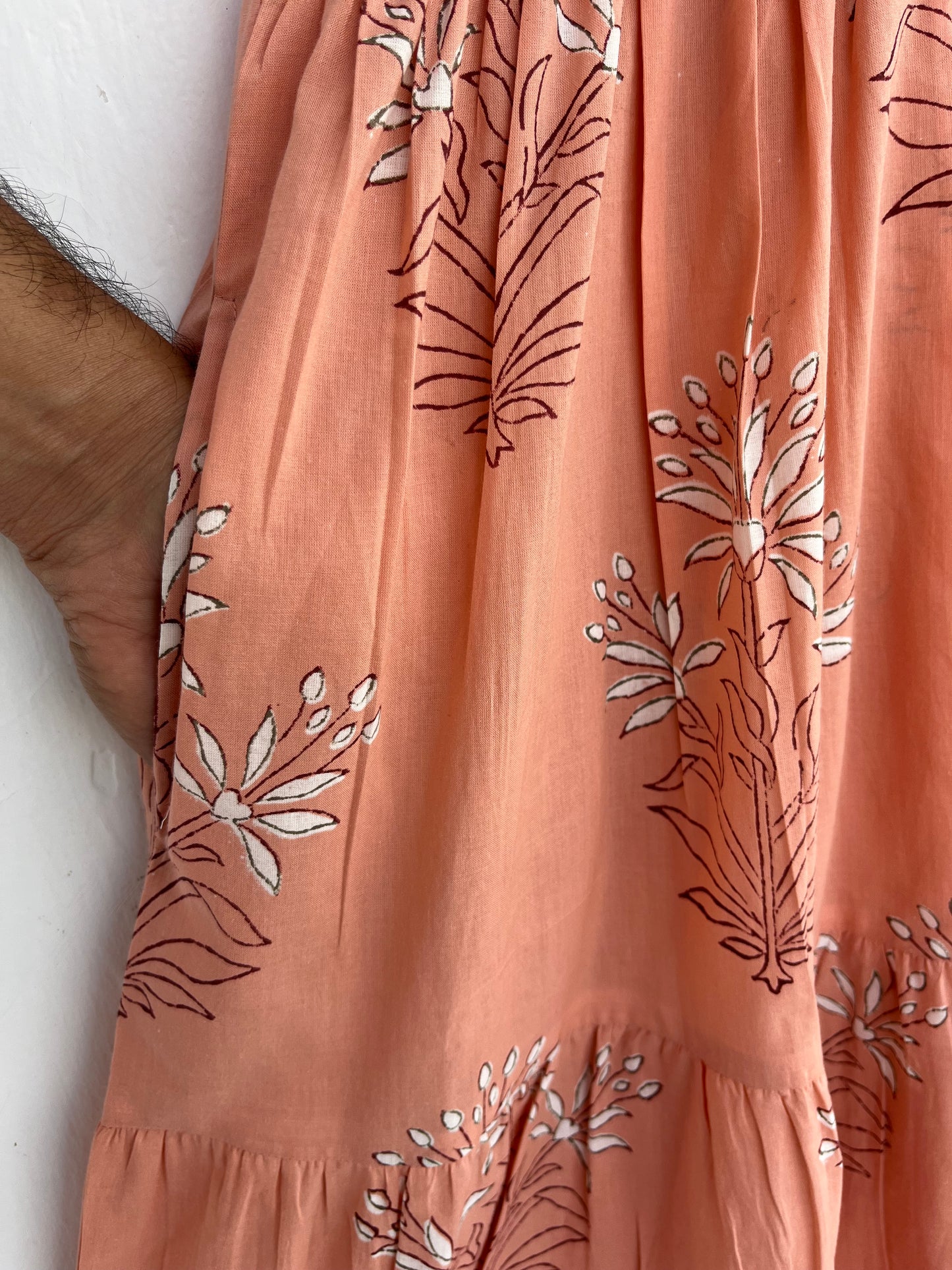 V Neck Flowy Summer Dress | Handmade Cotton Minimalist Maxi | Resort Wear