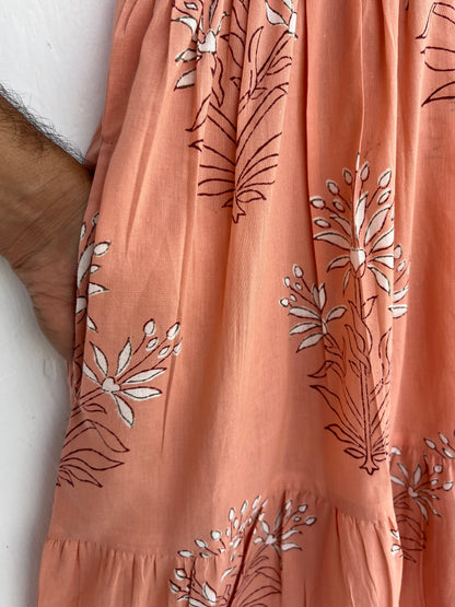 V Neck Flowy Summer Dress | Handmade Cotton Minimalist Maxi | Resort Wear