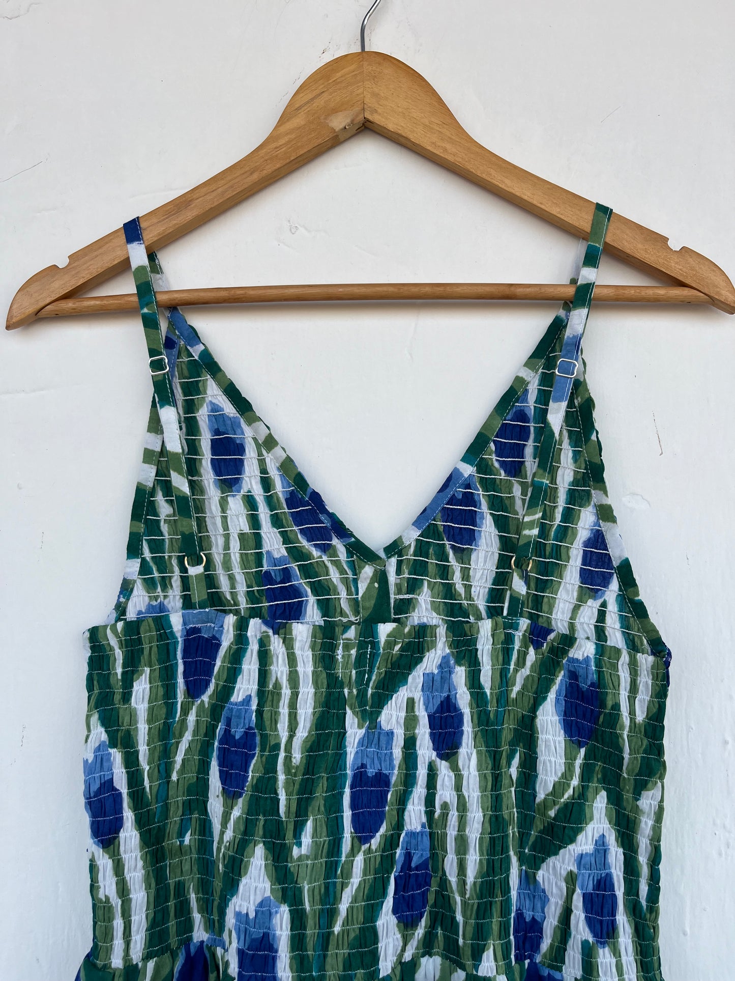 Green Blue Floral Cotton Sundress | Romantic Date Outfit | Gift for Her