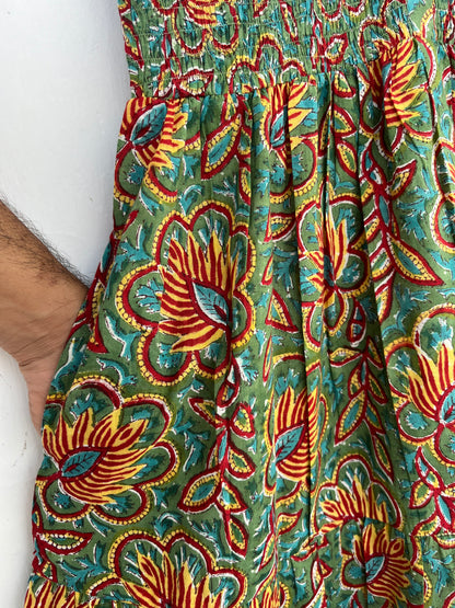 Hand Block Printed Floral Summer Maxi | Pure Cotton Long Boho Dress