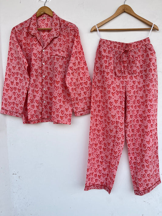 Pink Pajama Set | Cozy Nightwear Women | Cotton Sleepwear | Honeymoon Wear