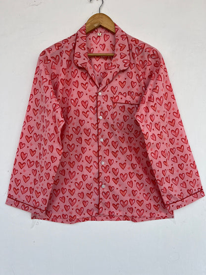 Women Pink Cotton Co ord Set | Comfy Sleepwear | Ladies Nightwear | Honeymoon Dress