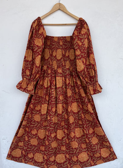 Floral Smocked Maxi Dress | Boho Prairie Fall Dress | Square Neck Summer Long Dress