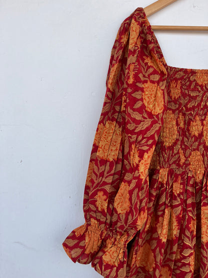 Floral Smocked Maxi Dress | Boho Prairie Fall Dress | Square Neck Summer Long Dress
