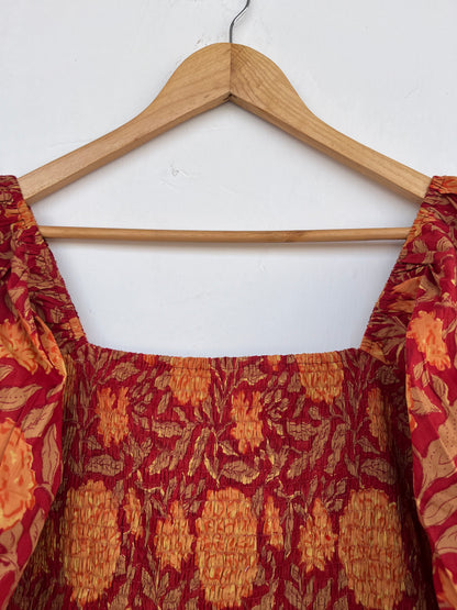 Floral Smocked Maxi Dress | Boho Prairie Fall Dress | Square Neck Summer Long Dress