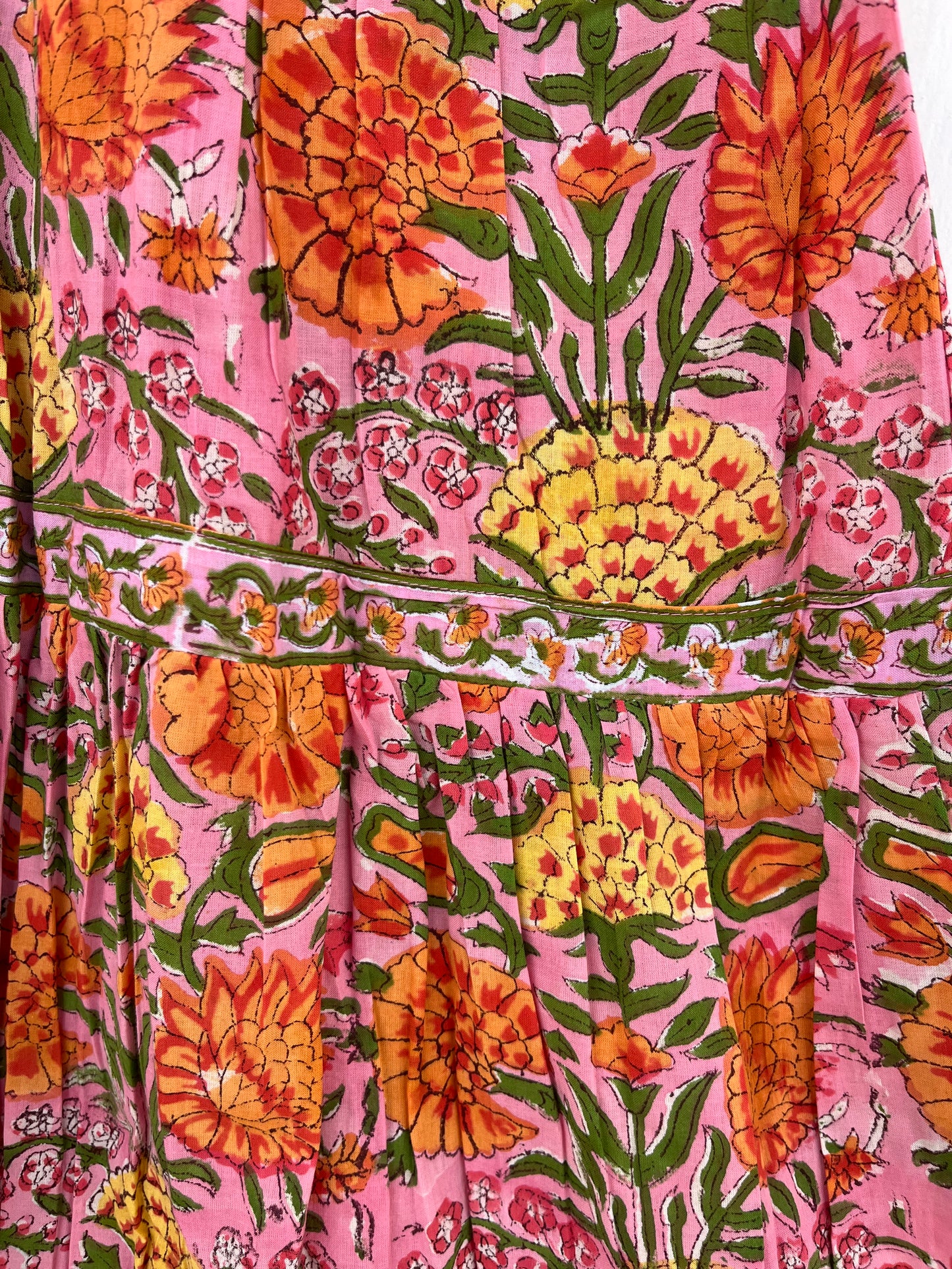 Pink Floral Sleeveless Summer Dress | Pure Cotton Vintage Outfit | Bohemian Wear