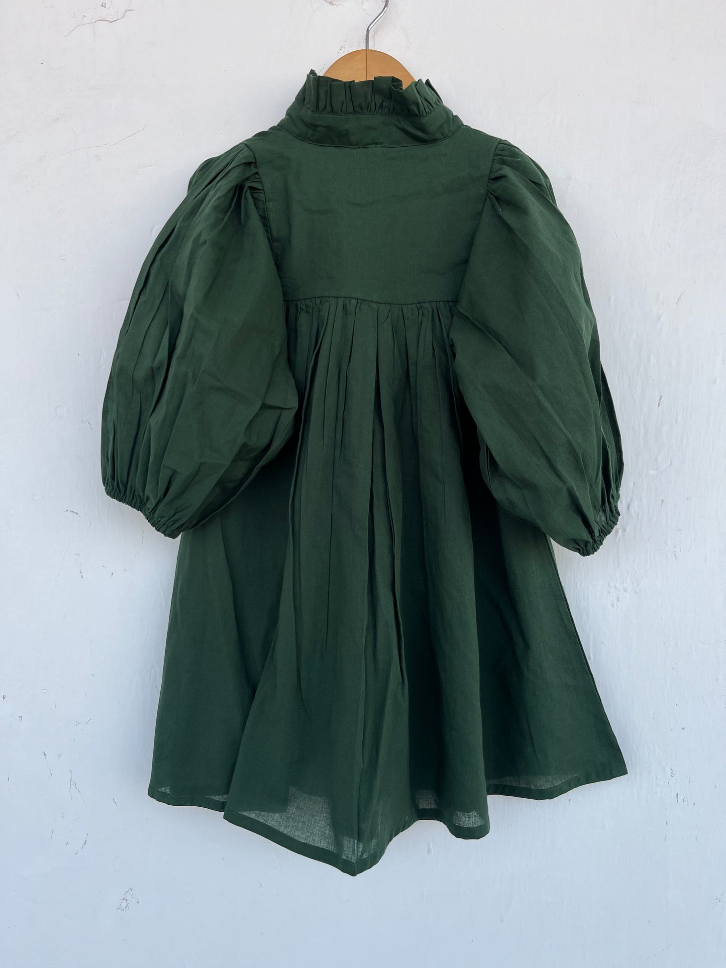 Olive Green Girls Cotton Dress | Minimalist Kids Outfit | Baby Girl Summer Dress