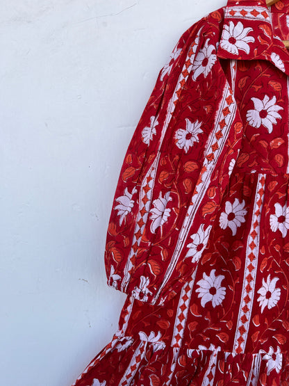 Red Floral Baby Girl Summer Dress | Pure Cotton Kids Maxi | Toddler Girl Outfit
