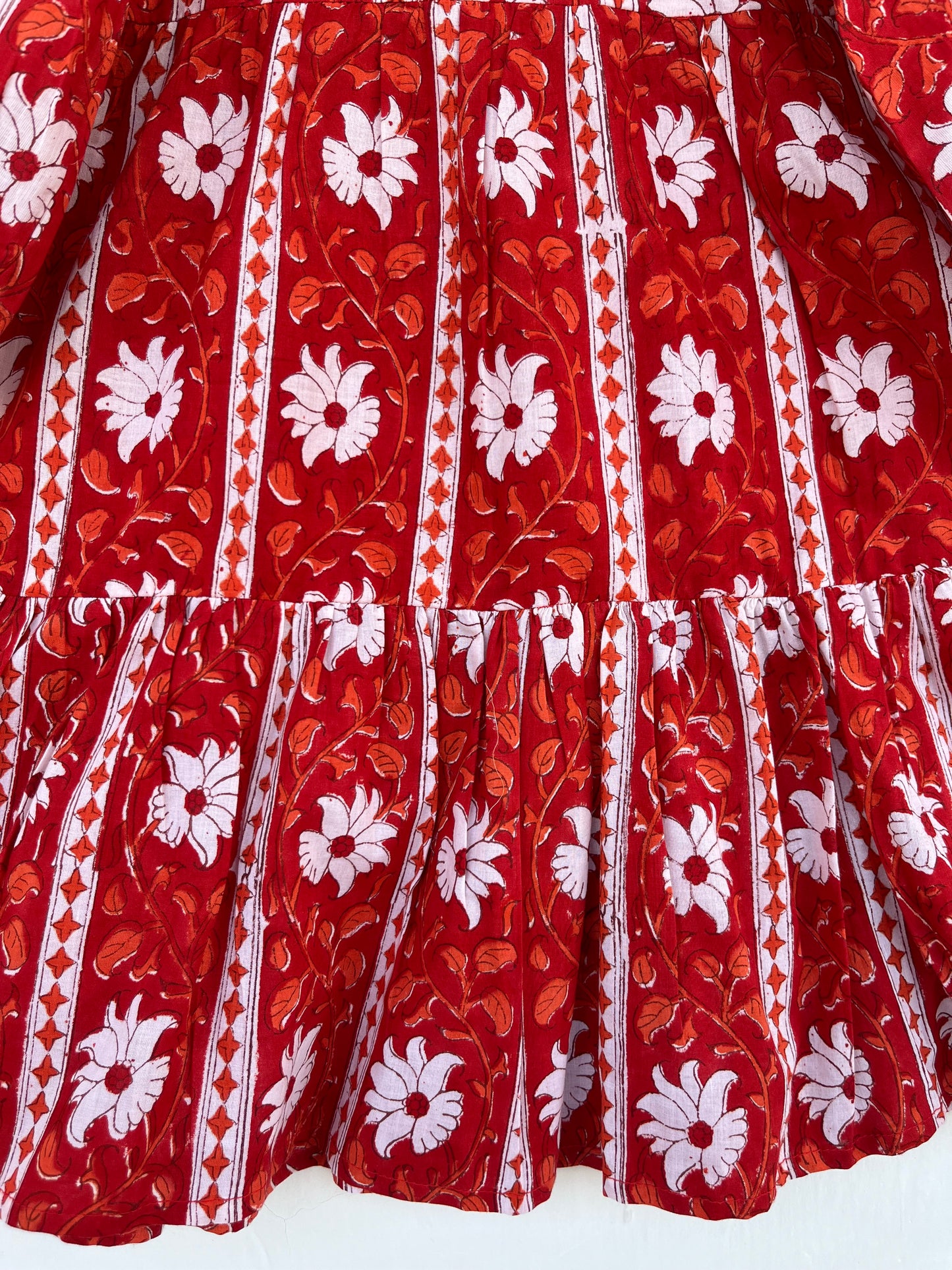 Red Floral Baby Girl Summer Dress | Pure Cotton Kids Maxi | Toddler Girl Outfit