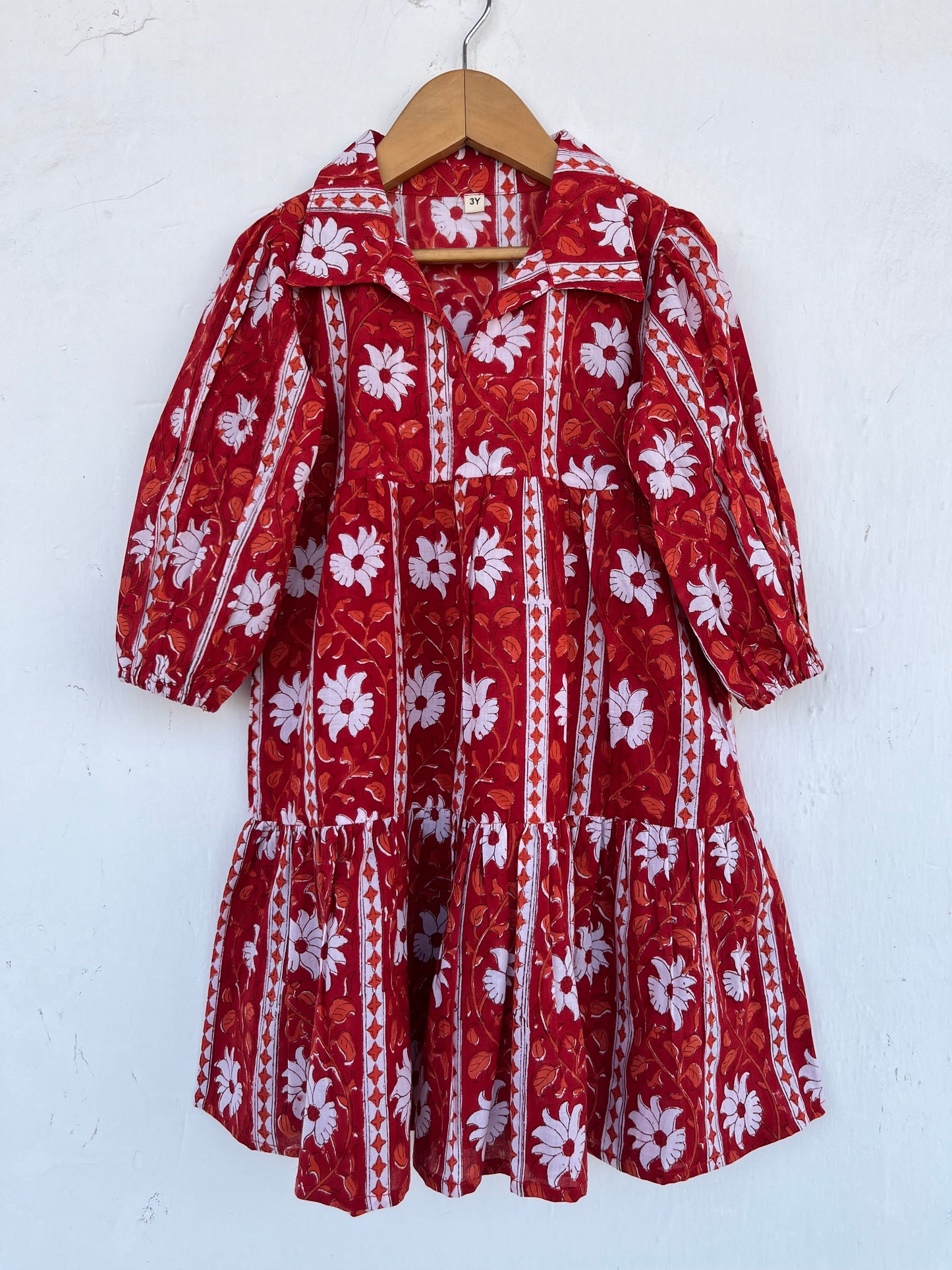 Red Floral Baby Girl Summer Dress | Pure Cotton Kids Maxi | Toddler Girl Outfit
