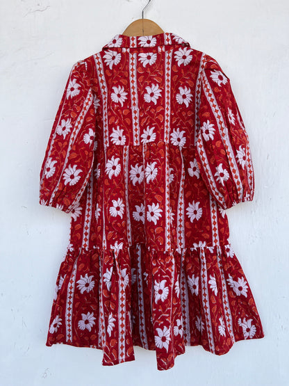 Red Floral Baby Girl Summer Dress | Pure Cotton Kids Maxi | Toddler Girl Outfit