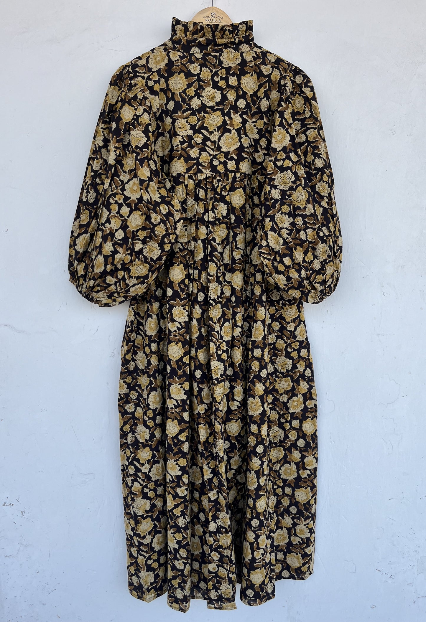 Black Floral Womens Summer Dress | Loose Fit Long Maxi | Boho Partywear