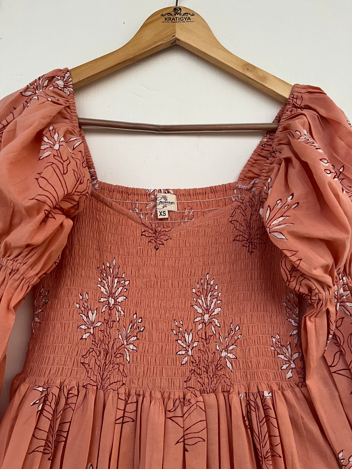 Floral Smocked Maxi Dress for Women - Boho Cotton Handmade Summer Wear