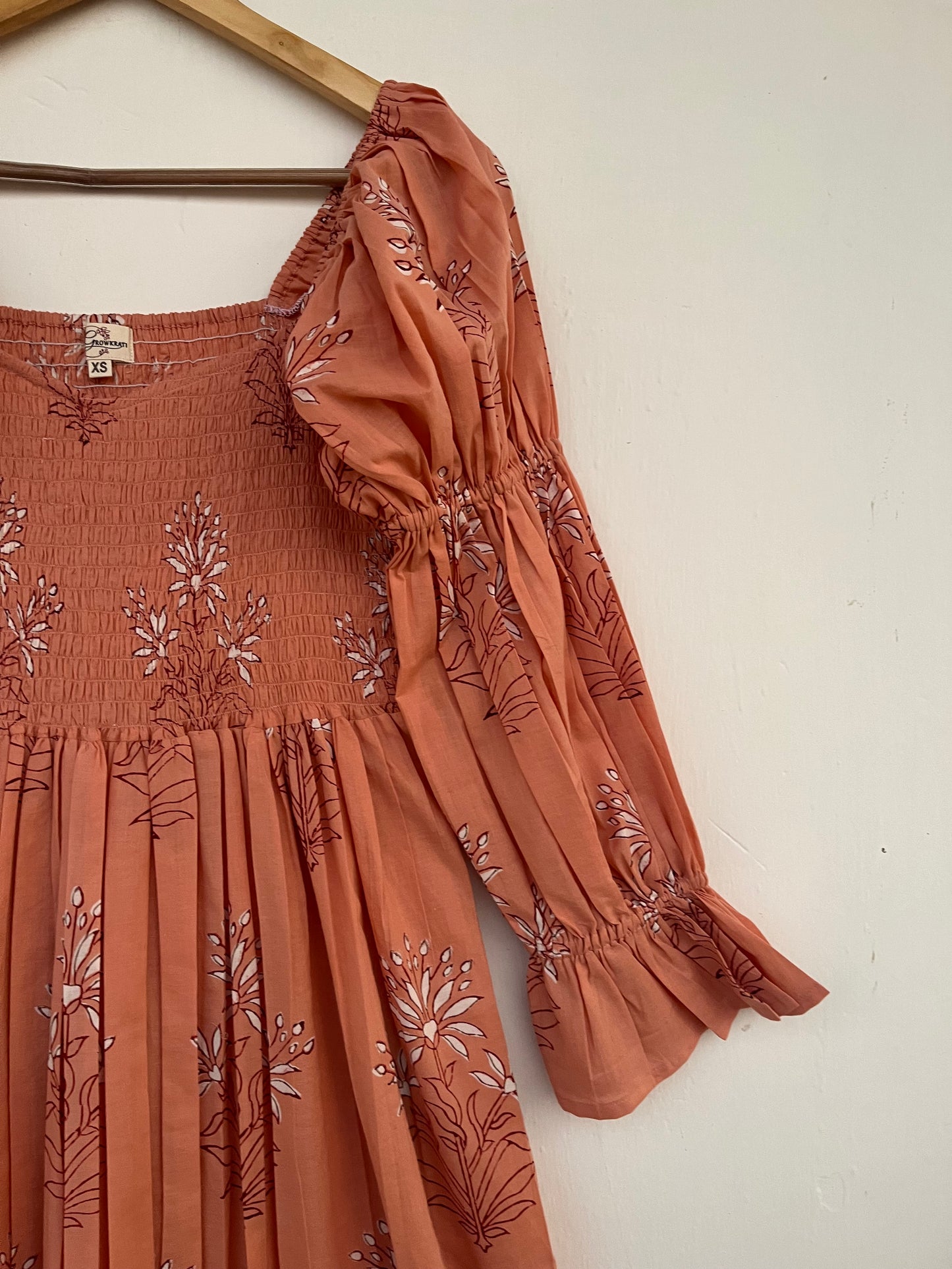Floral Smocked Maxi Dress for Women - Boho Cotton Handmade Summer Wear