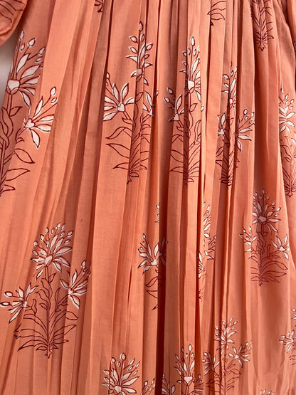 Floral Smocked Maxi Dress for Women - Boho Cotton Handmade Summer Wear
