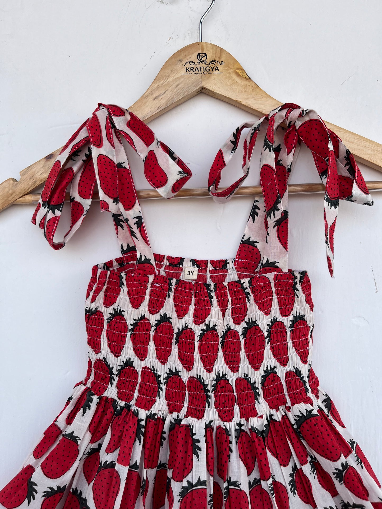 Red White Baby Girl Cotton Dress | Casual Kids Summer Dress | Toddler Comfy Wear