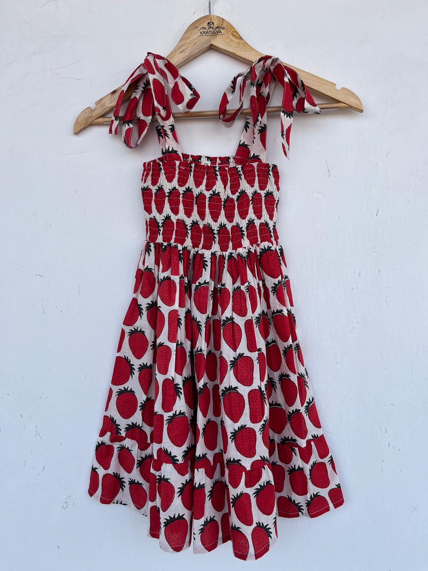 Red White Baby Girl Cotton Dress | Casual Kids Summer Dress | Toddler Comfy Wear