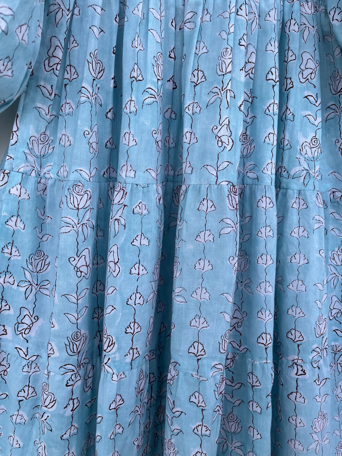 Elegant Blue Floral Casual Summer Dress - Slow Fashion Romantic Boho Dress