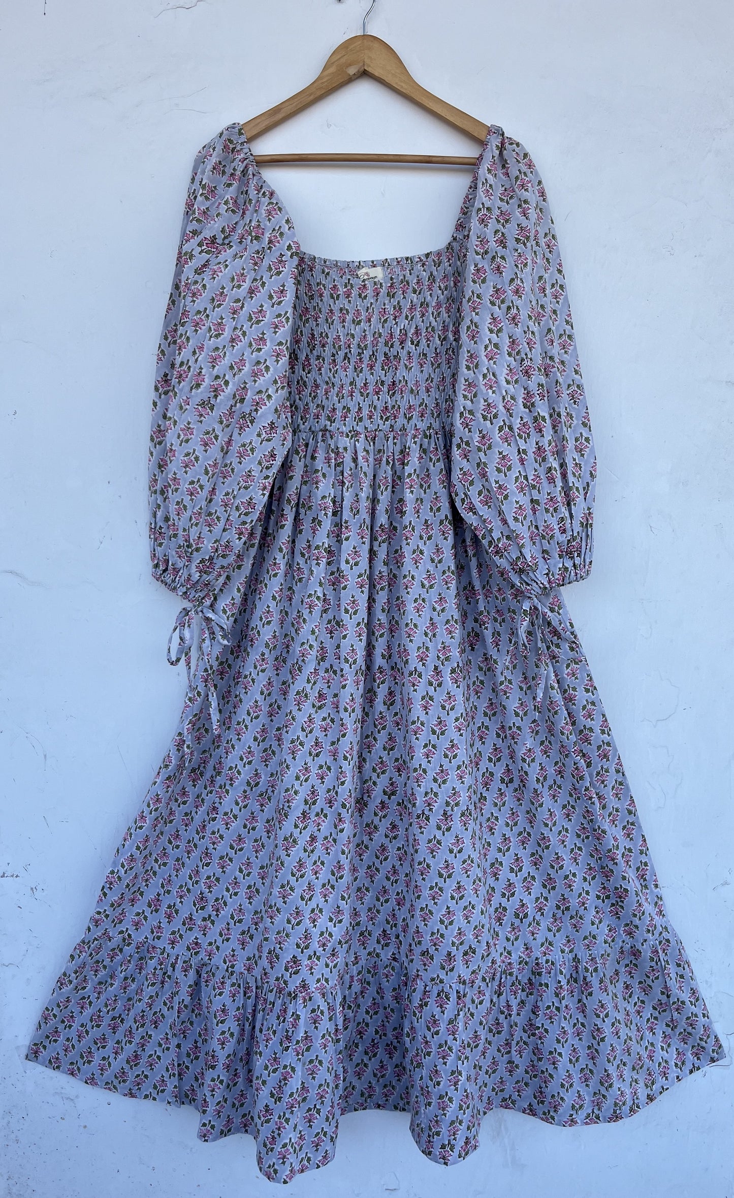 Boho Floral Cotton Dress | Shirred Maxi Dress | Vintage Style Summer Wear