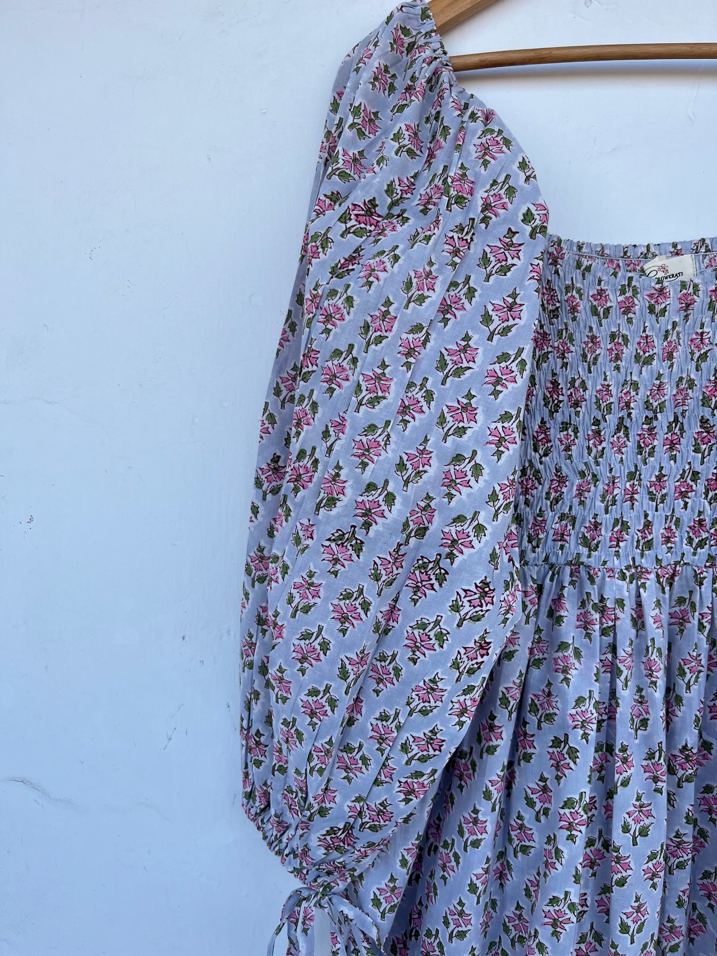 Boho Floral Cotton Dress | Shirred Maxi Dress | Vintage Style Summer Wear