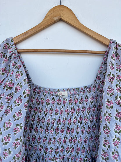 Boho Floral Cotton Dress | Shirred Maxi Dress | Vintage Style Summer Wear