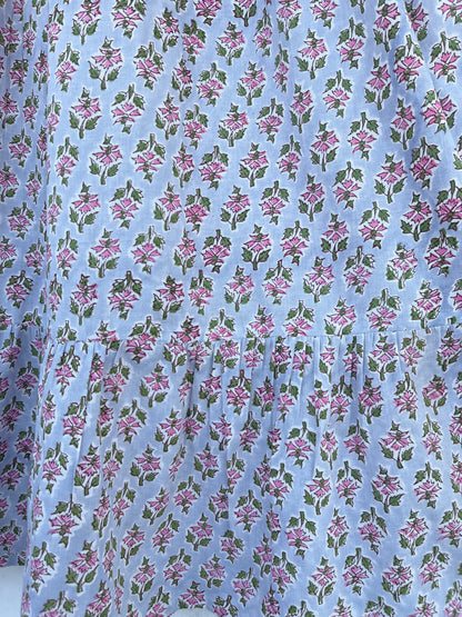 Boho Floral Cotton Dress | Shirred Maxi Dress | Vintage Style Summer Wear