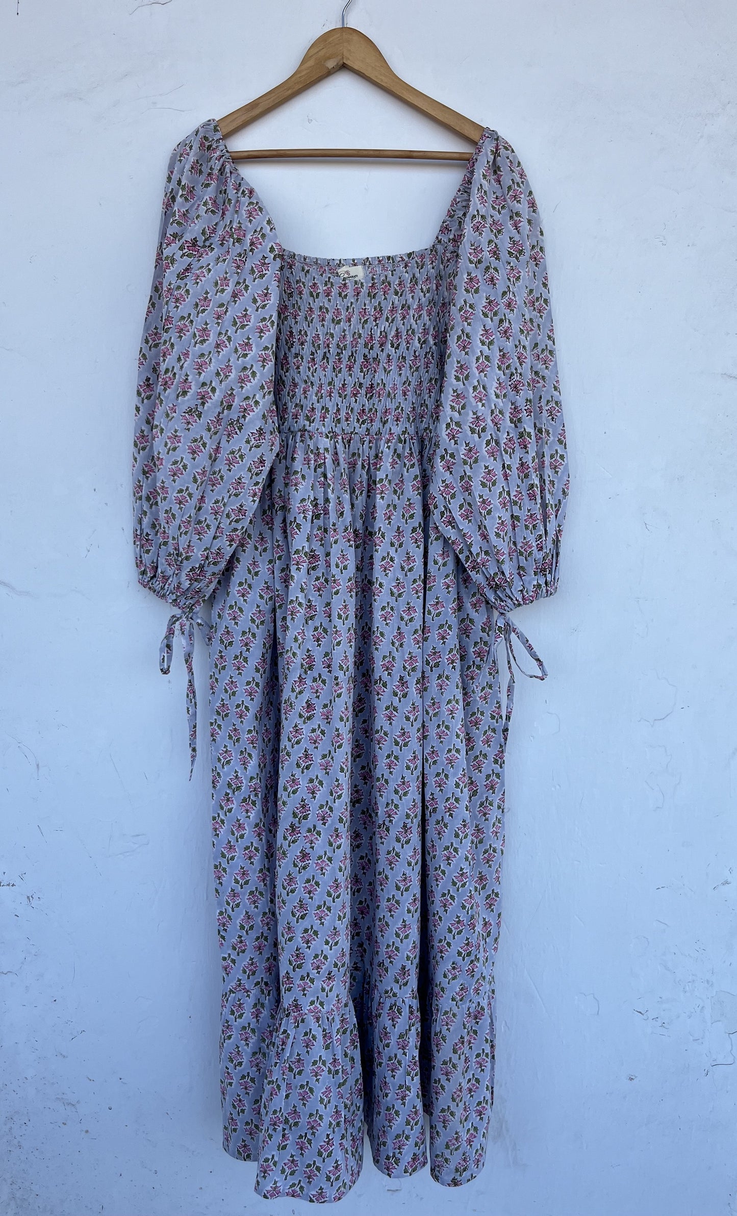 Boho Floral Cotton Dress | Shirred Maxi Dress | Vintage Style Summer Wear
