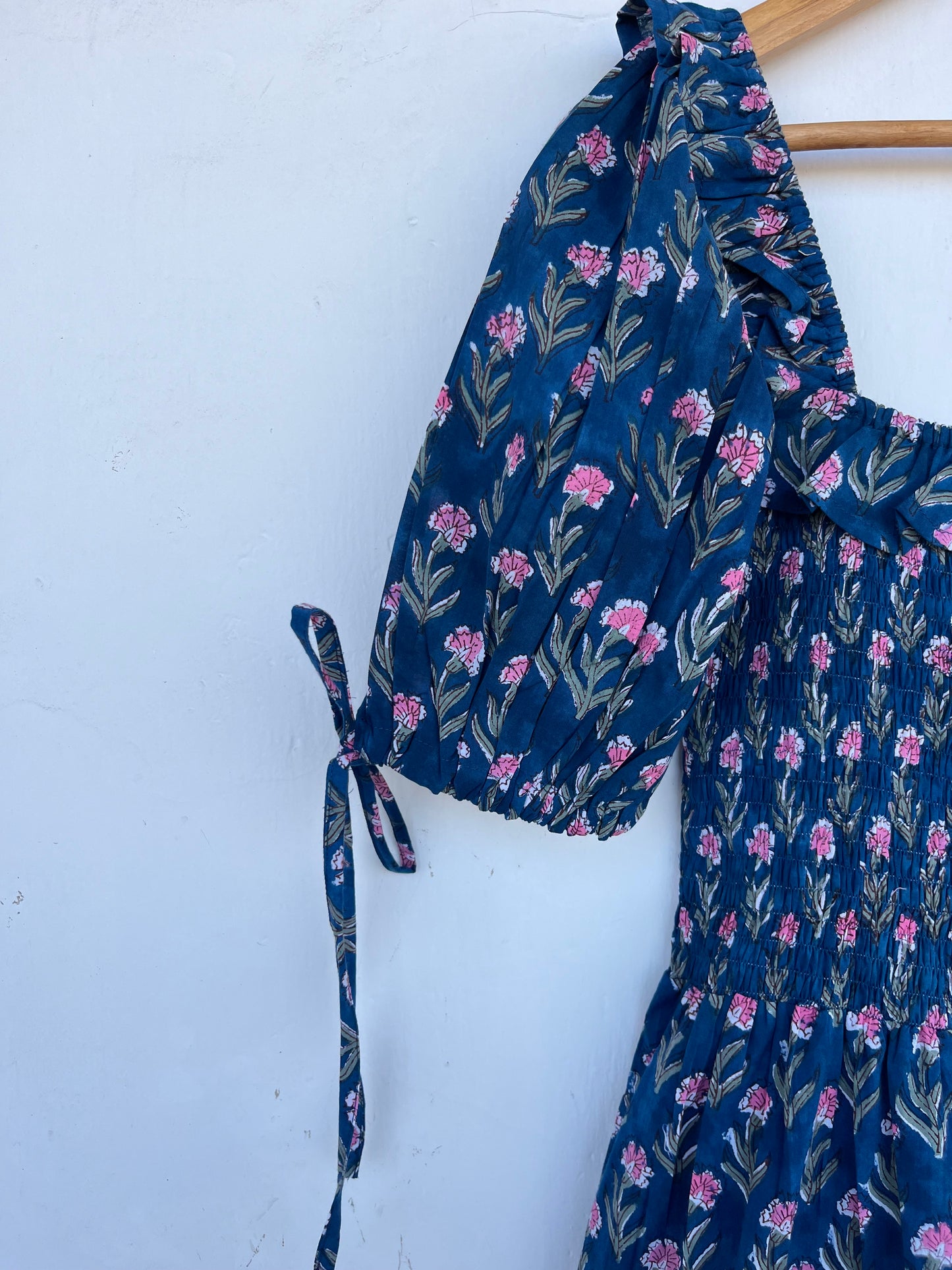 Blue Floral Long Women Dress | Lightweight Cotton Flowy Maxi | Vacation Wear