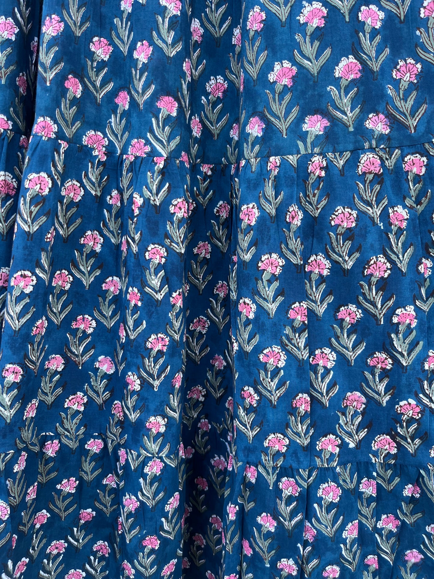 Blue Floral Long Women Dress | Lightweight Cotton Flowy Maxi | Vacation Wear