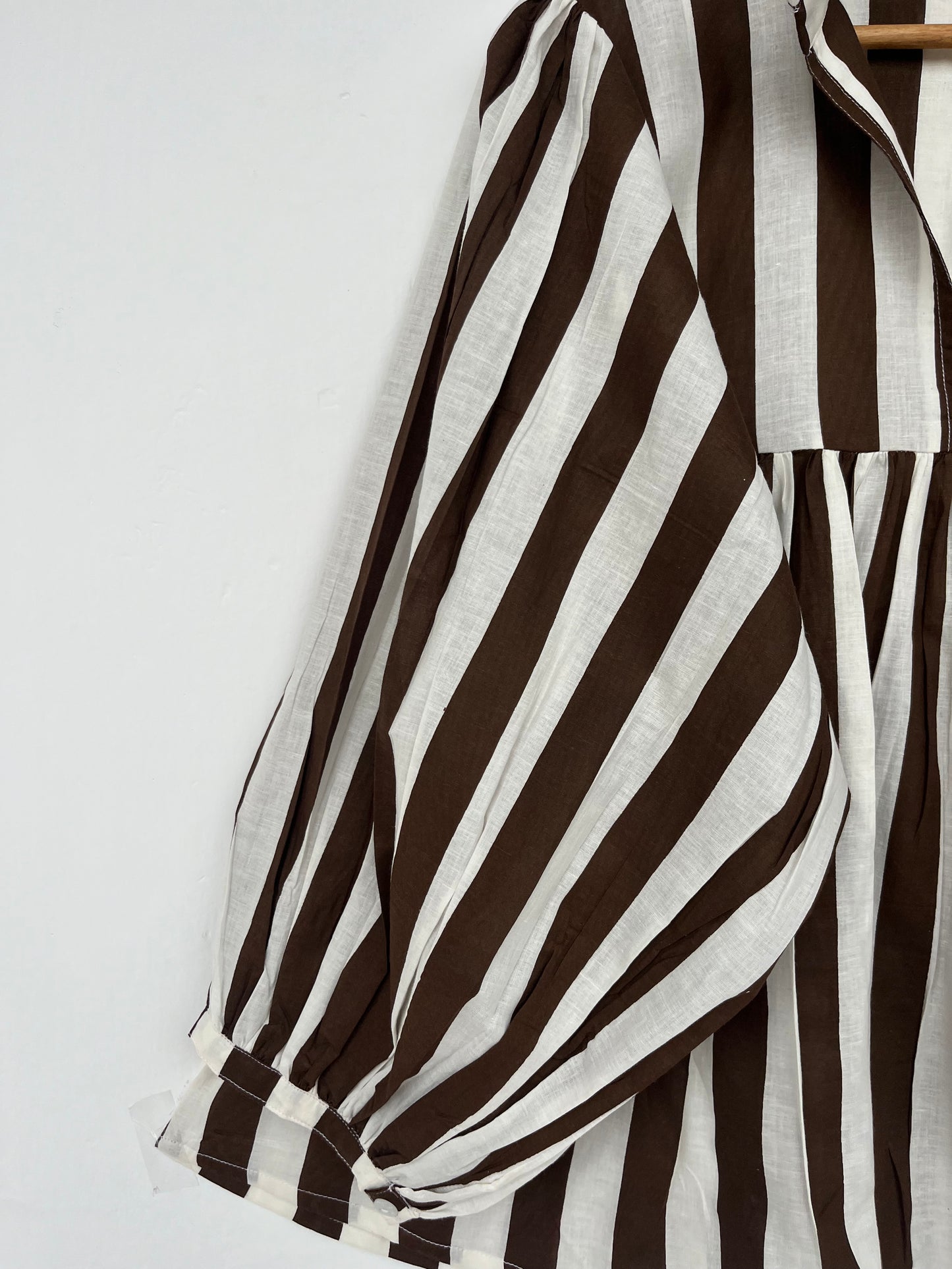 Brown Striped Cotton Blouse | Minimalist Top Women | Boho Loose Fit Tunic