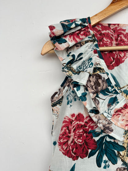 Ruffle Neck Boho Summer Dress | Romantic Floral Maxi Dress | Gift for Her