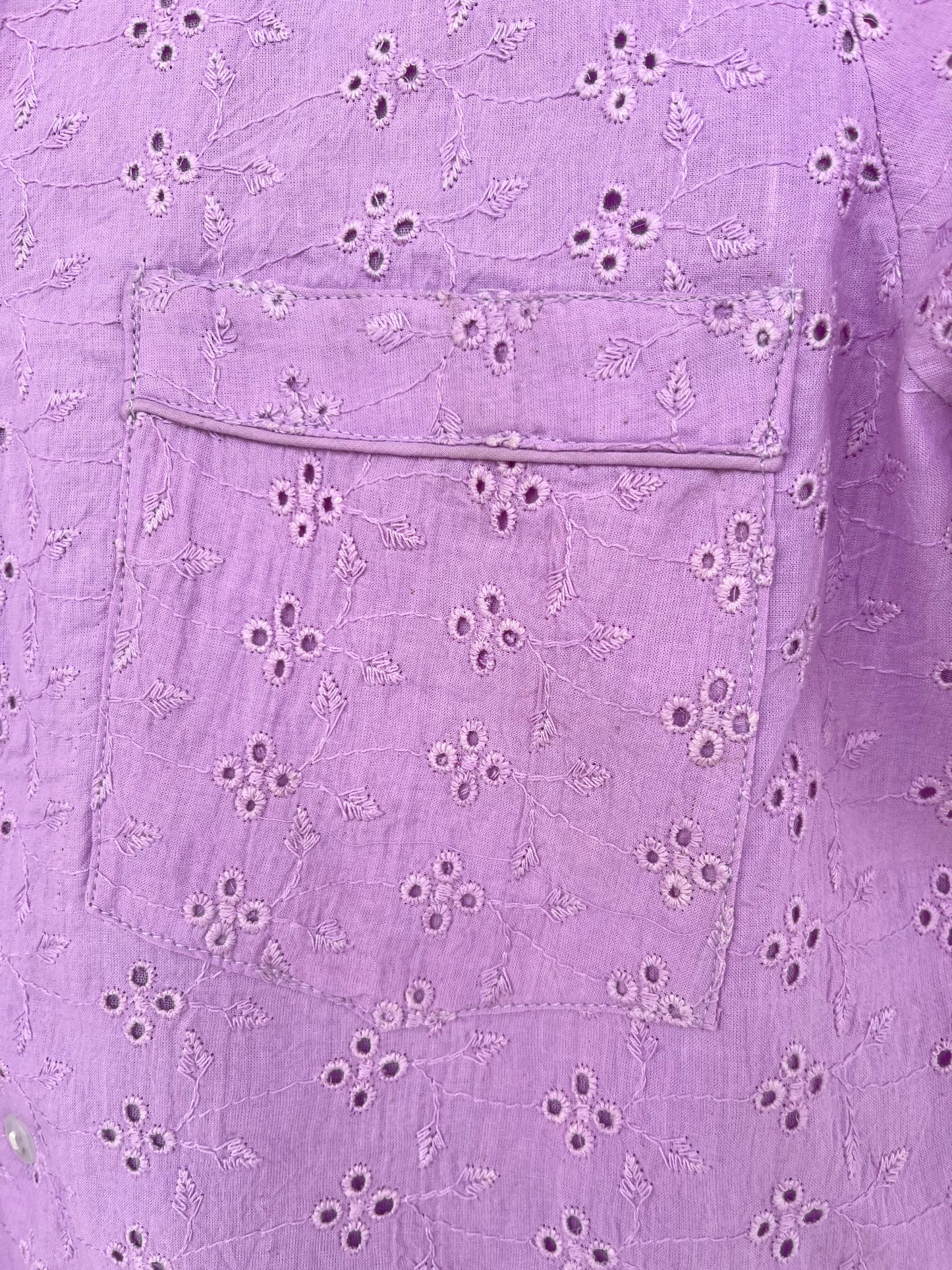 Eyelet Cotton Women Shirt | Broderie Anglaise Summer Blouse | Minimalist Purple Tunic
