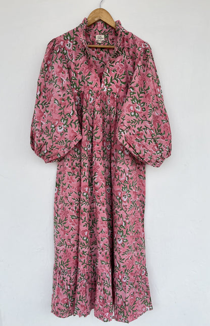 Womens Garden Party Dress | Boho Floral Summer Dress | Cotton Long Maxi