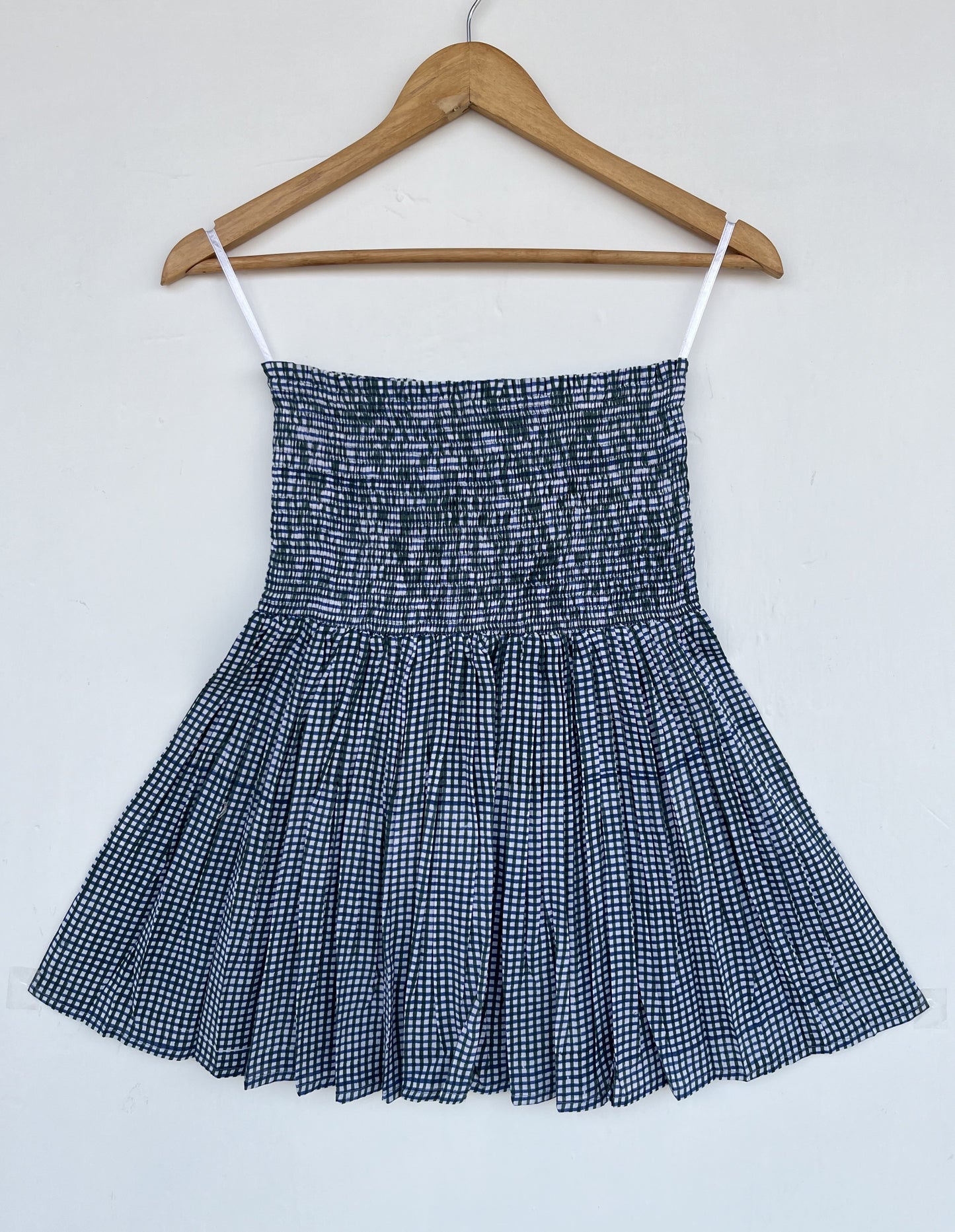 Blue Gingham Smocked Mini Skirt | Plaid Summer Skirt | Women Beachwear