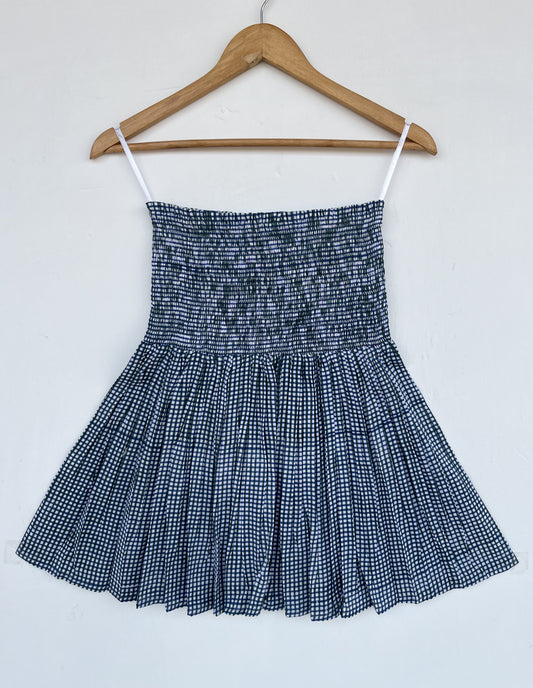 Blue Gingham Smocked Mini Skirt | Plaid Summer Skirt | Women Beachwear