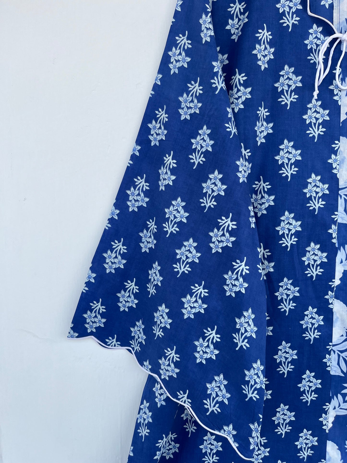 Blue White Floral Resort Vacation Dress | Loose Fit Long Maxi | Summer Boho Outfit