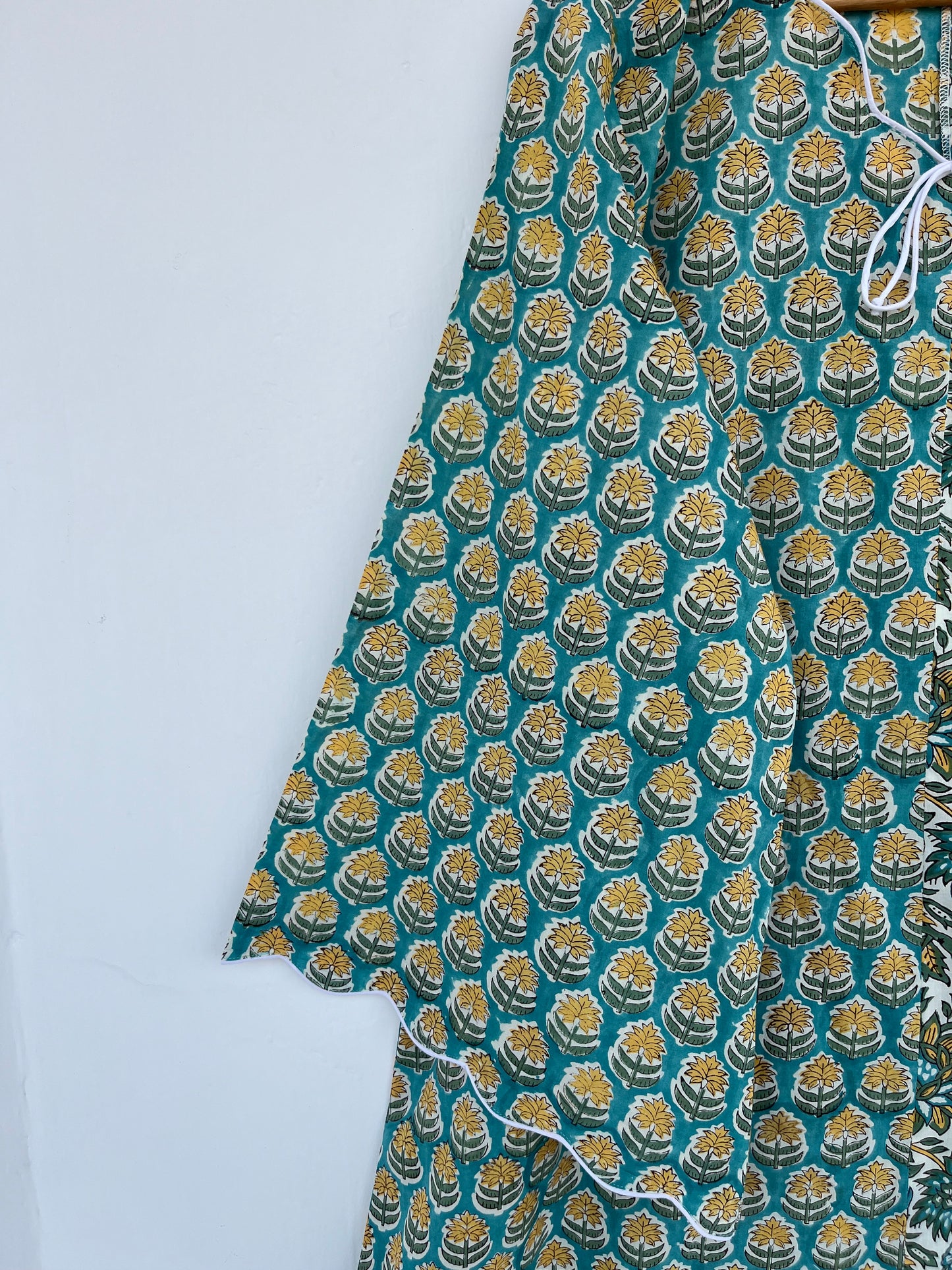 Green Floral Cotton Summer Maxi Dress | Flared Long Dress | Holiday Outfit